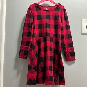 Long sleeve Buffalo check skater dress